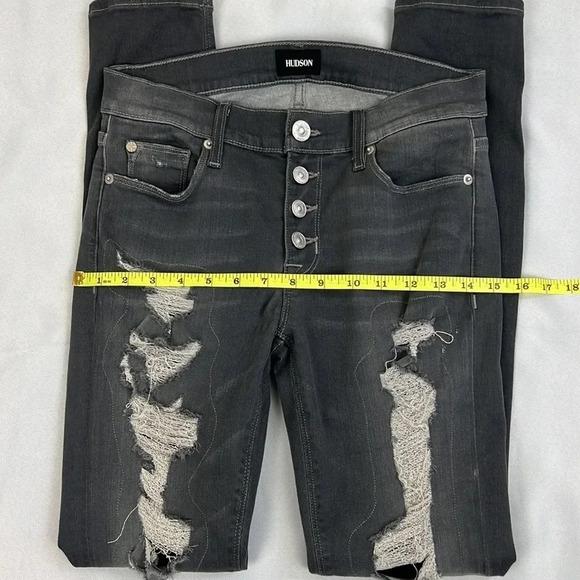 Hudson Women’s 27 Stretchy Ciara S.Skinny Exposed Button Distressed Jean - Picture 6 of 11